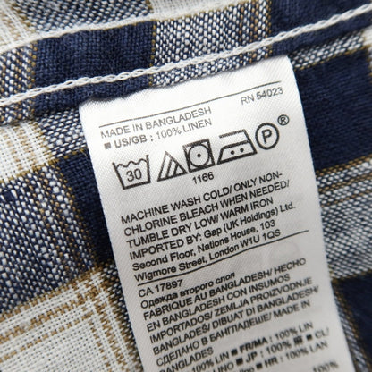 [Used] [Unused] Banana Republic Linen Check Button-down Casual Shirt Navy x White [L] [Condition Rank S] [Men&