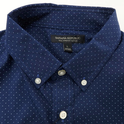[Used] [Unused] Banana Republic Stretch Cotton Polyester Dot Button-down Casual Shirt Navy [L] [Condition Rank S] [Men&