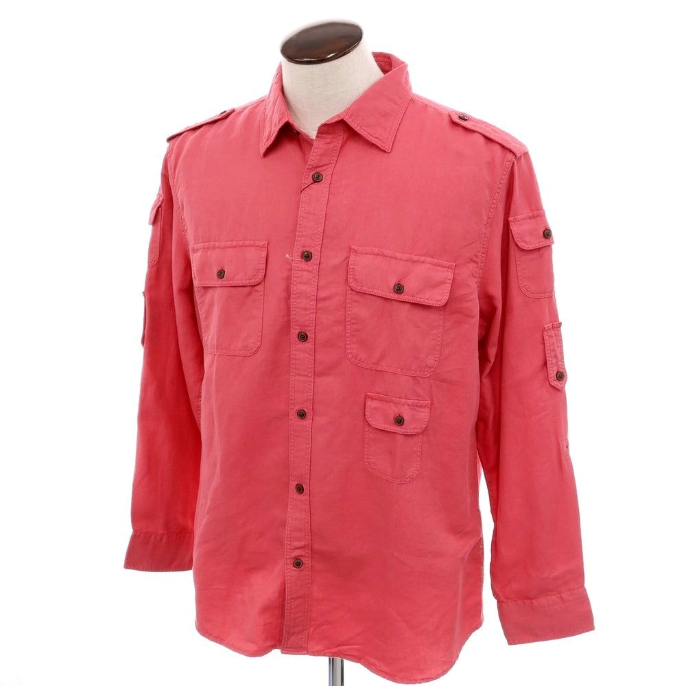 【SALE30％OFF/返品不可】【中古】【未使用】バナナリパブリック Banana Republic リネンコットン カジュアルシャツ ダークピンク【 L 】【 状態ランクS 】【 メンズ 】