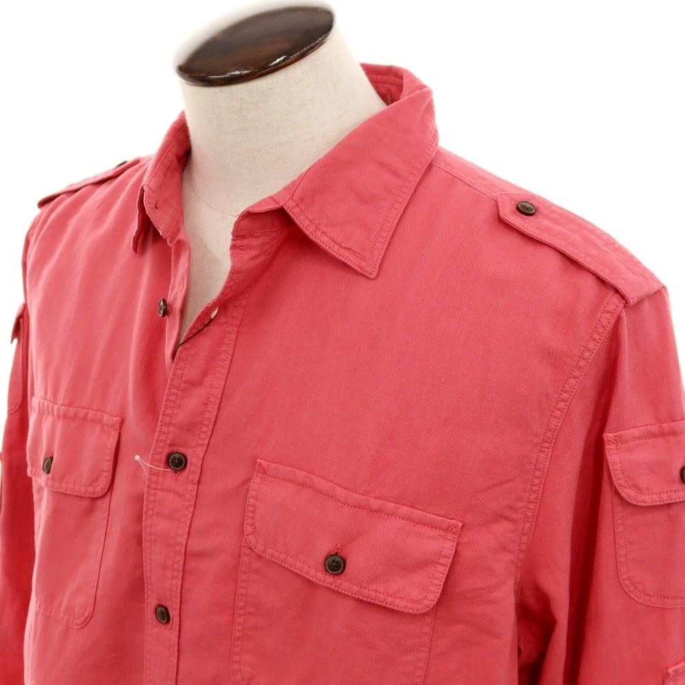 【SALE30％OFF/返品不可】【中古】【未使用】バナナリパブリック Banana Republic リネンコットン カジュアルシャツ ダークピンク【 L 】【 状態ランクS 】【 メンズ 】