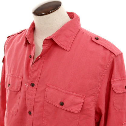 【SALE30％OFF/返品不可】【中古】【未使用】バナナリパブリック Banana Republic リネンコットン カジュアルシャツ ダークピンク【 L 】【 状態ランクS 】【 メンズ 】