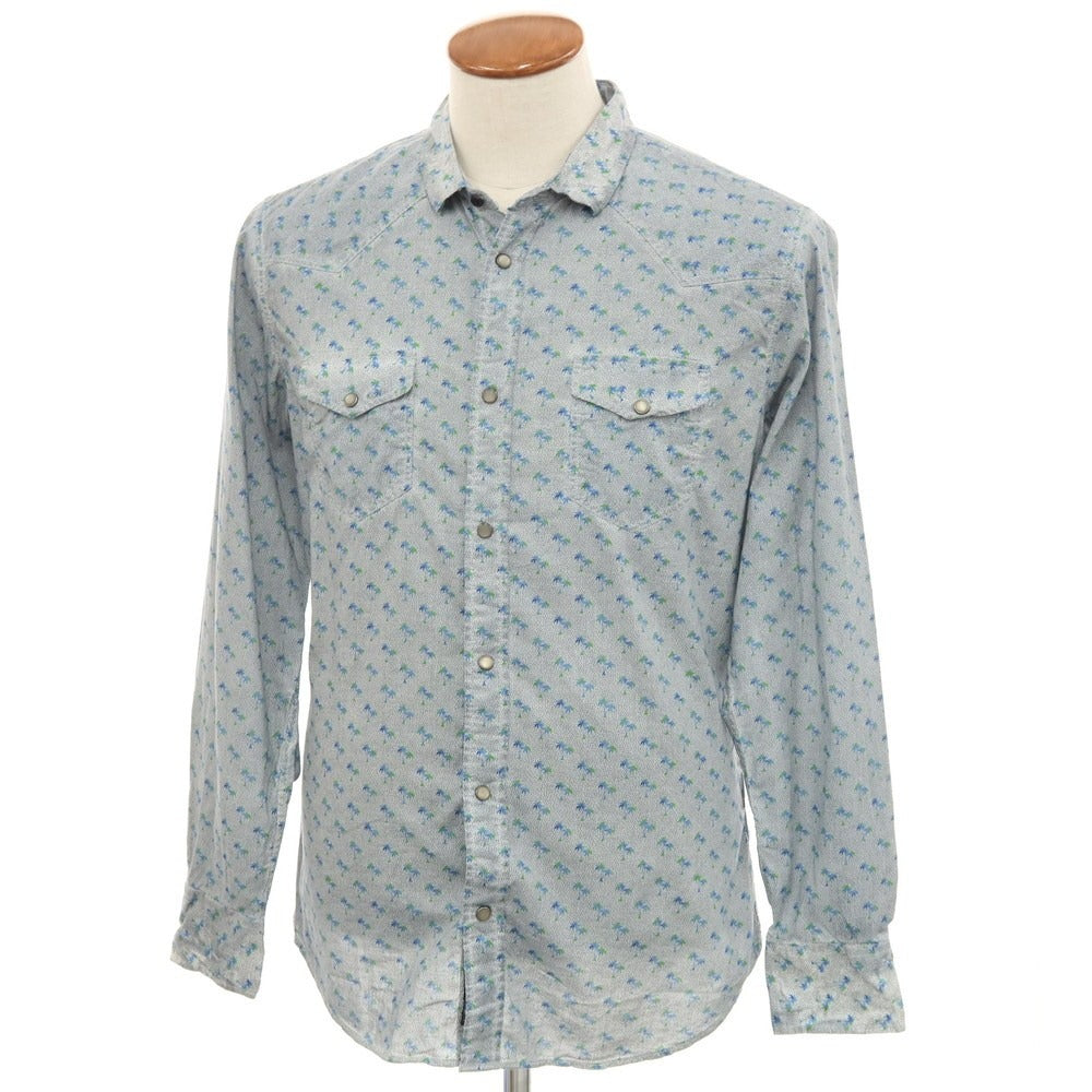 [Used] [Unused] Diesel Cotton Linen Western Shirt Blue Gray [M] [Condition Rank S] [Men&