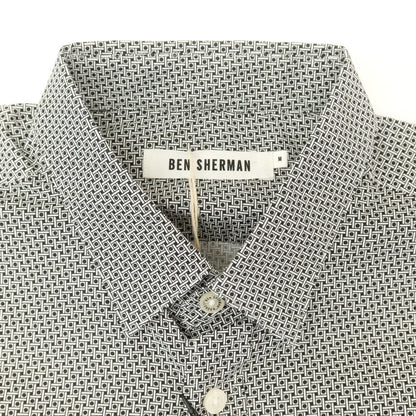 【中古】【未使用】ベンシャーマン Ben Sherman コットン 隠しボタンダウン カジュアルシャツ ブラックxホワイト【 M 】【 状態ランクS 】【 メンズ 】