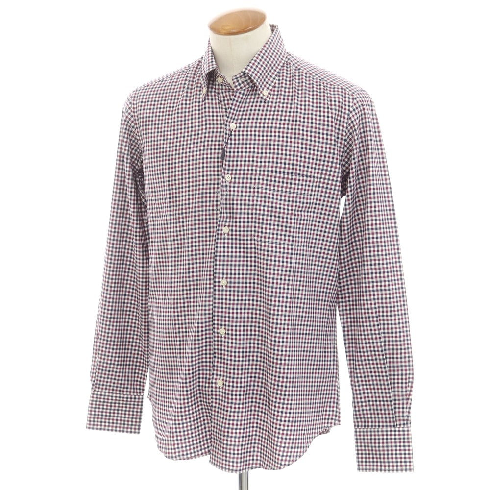 [Used] [Unused] Pal Zileri Cotton Check Button-down Casual Shirt Purple x Navy [39] [Condition Rank S] [Men&