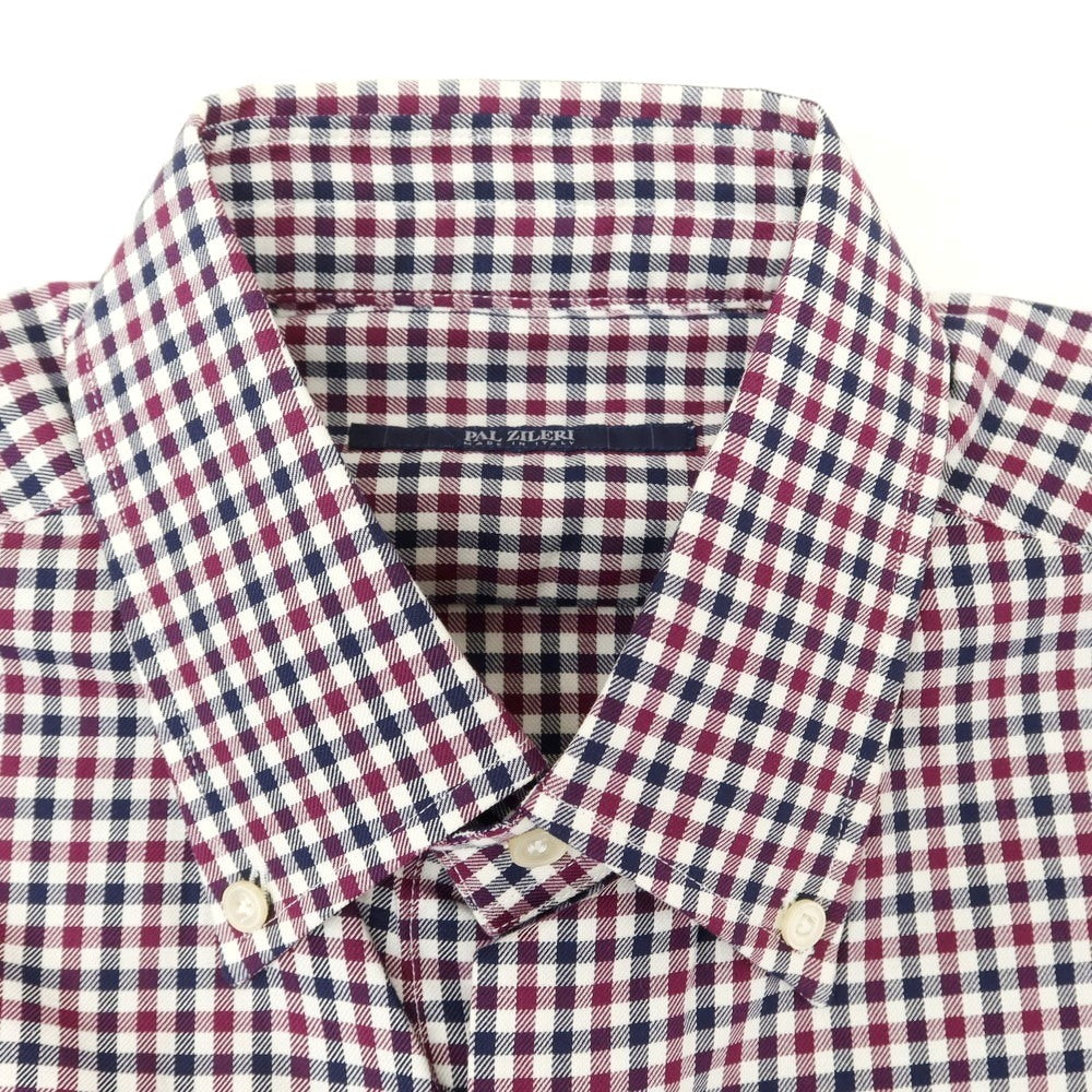[Used] [Unused] Pal Zileri Cotton Check Button-down Casual Shirt Purple x Navy [39] [Condition Rank S] [Men&