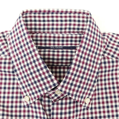 [Used] [Unused] Pal Zileri Cotton Check Button-down Casual Shirt Purple x Navy [39] [Condition Rank S] [Men&