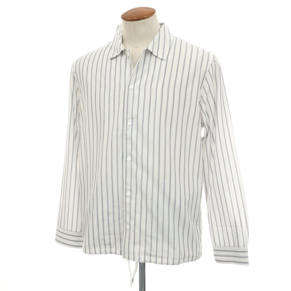 [Used] Nano Universe Rayon Polyester Stripe Easy Care Shirt Blouson White x Navy [M] [Condition Rank B] [Men&