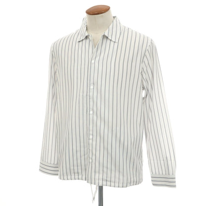 [Used] Nano Universe Rayon Polyester Stripe Easy Care Shirt Blouson White x Navy [M] [Condition Rank B] [Men&