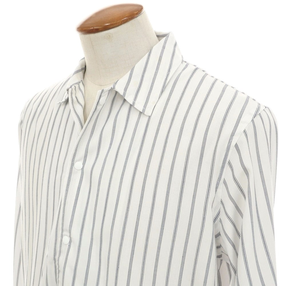 [Used] Nano Universe Rayon Polyester Stripe Easy Care Shirt Blouson White x Navy [M] [Condition Rank B] [Men&