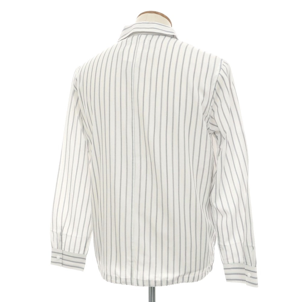 [Used] Nano Universe Rayon Polyester Stripe Easy Care Shirt Blouson White x Navy [M] [Condition Rank B] [Men&