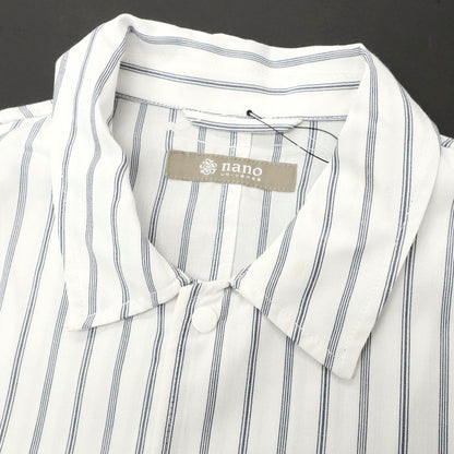 [Used] Nano Universe Rayon Polyester Stripe Easy Care Shirt Blouson White x Navy [M] [Condition Rank B] [Men&