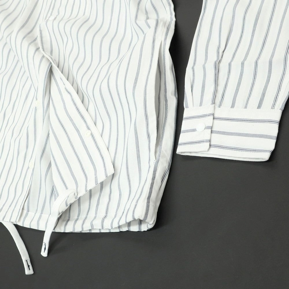 [Used] Nano Universe Rayon Polyester Stripe Easy Care Shirt Blouson White x Navy [M] [Condition Rank B] [Men&