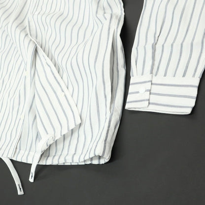 [Used] Nano Universe Rayon Polyester Stripe Easy Care Shirt Blouson White x Navy [M] [Condition Rank B] [Men&