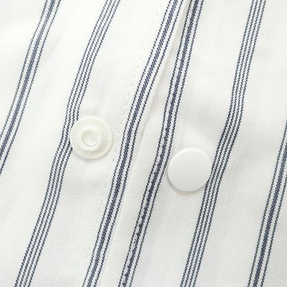[Used] Nano Universe Rayon Polyester Stripe Easy Care Shirt Blouson White x Navy [M] [Condition Rank B] [Men&