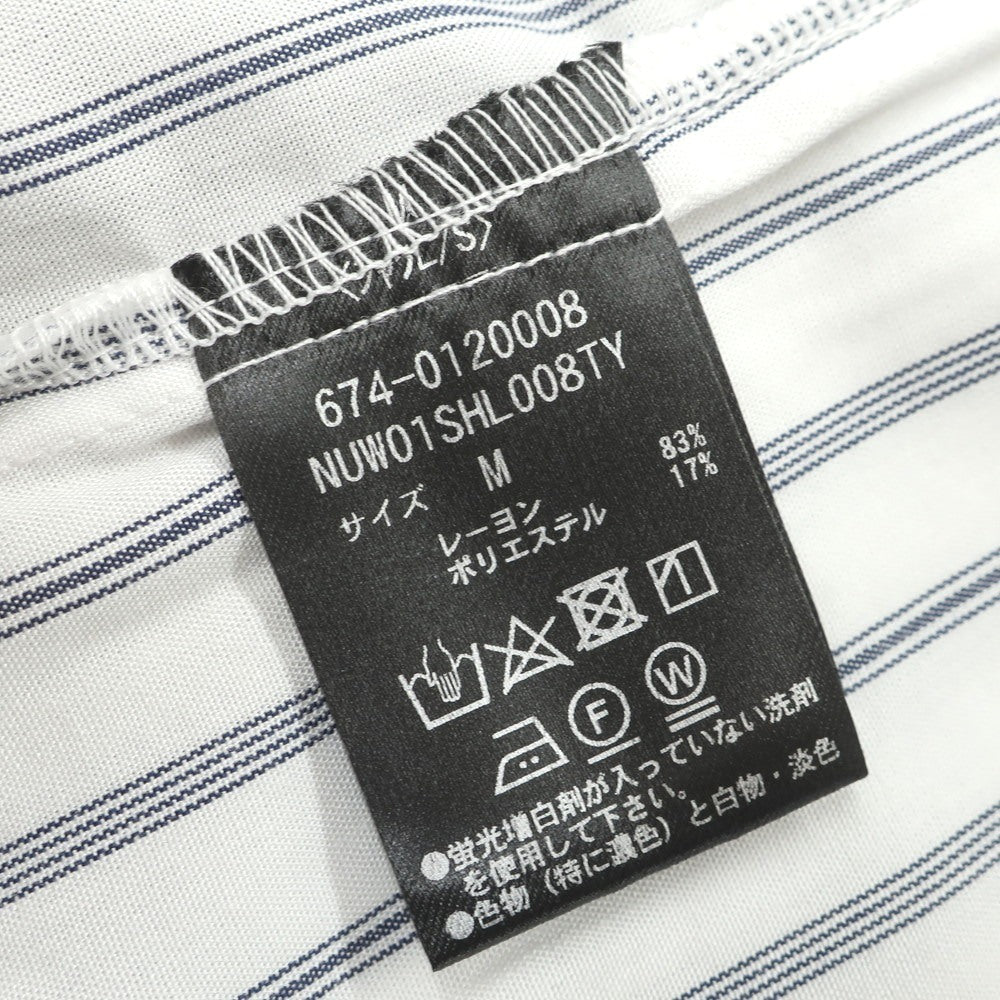 [Used] Nano Universe Rayon Polyester Stripe Easy Care Shirt Blouson White x Navy [M] [Condition Rank B] [Men&