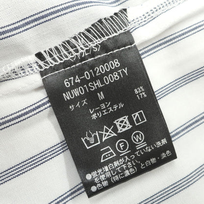 [Used] Nano Universe Rayon Polyester Stripe Easy Care Shirt Blouson White x Navy [M] [Condition Rank B] [Men&