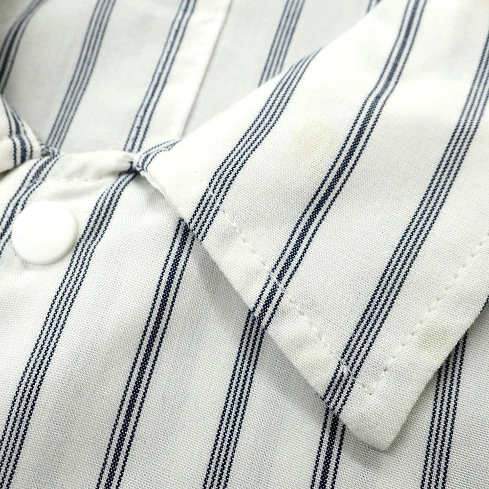 [Used] Nano Universe Rayon Polyester Stripe Easy Care Shirt Blouson White x Navy [M] [Condition Rank B] [Men&