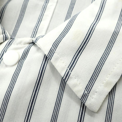 [Used] Nano Universe Rayon Polyester Stripe Easy Care Shirt Blouson White x Navy [M] [Condition Rank B] [Men&