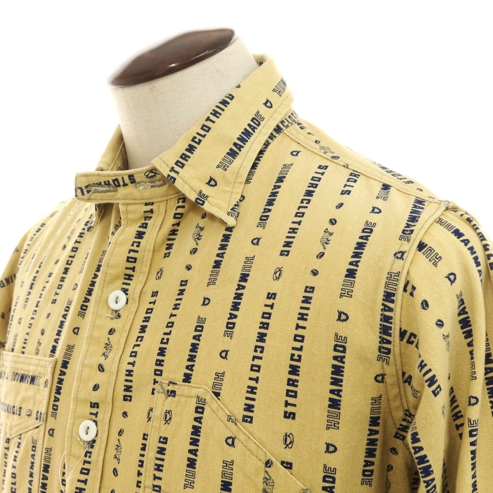 [Used] HUMAN MADE × POST OVERALLS Cotton Casual Shirt Yellow x Navy [L] [Condition Rank B] [Men&