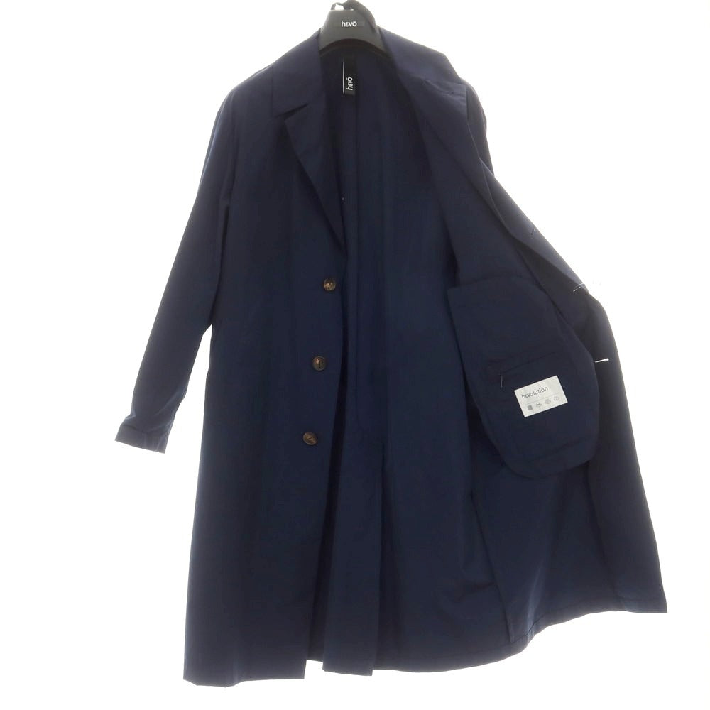 【中古】イーヴォ Hevo ポリエステルコットン ベルテッド チェスターフィールドコート ネイビー【 46 】【 状態ランクB 】【 メンズ 】