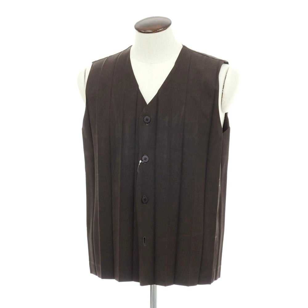 【中古】オム プリッセ イッセイミヤケ HOMME PLISSE ISSEY MIYAKE 2025年春夏 アコーディオンプリーツ ベスト ダークブラウン【サイズ表記なし（L位）】【 状態ランクA 】【 メンズ 】