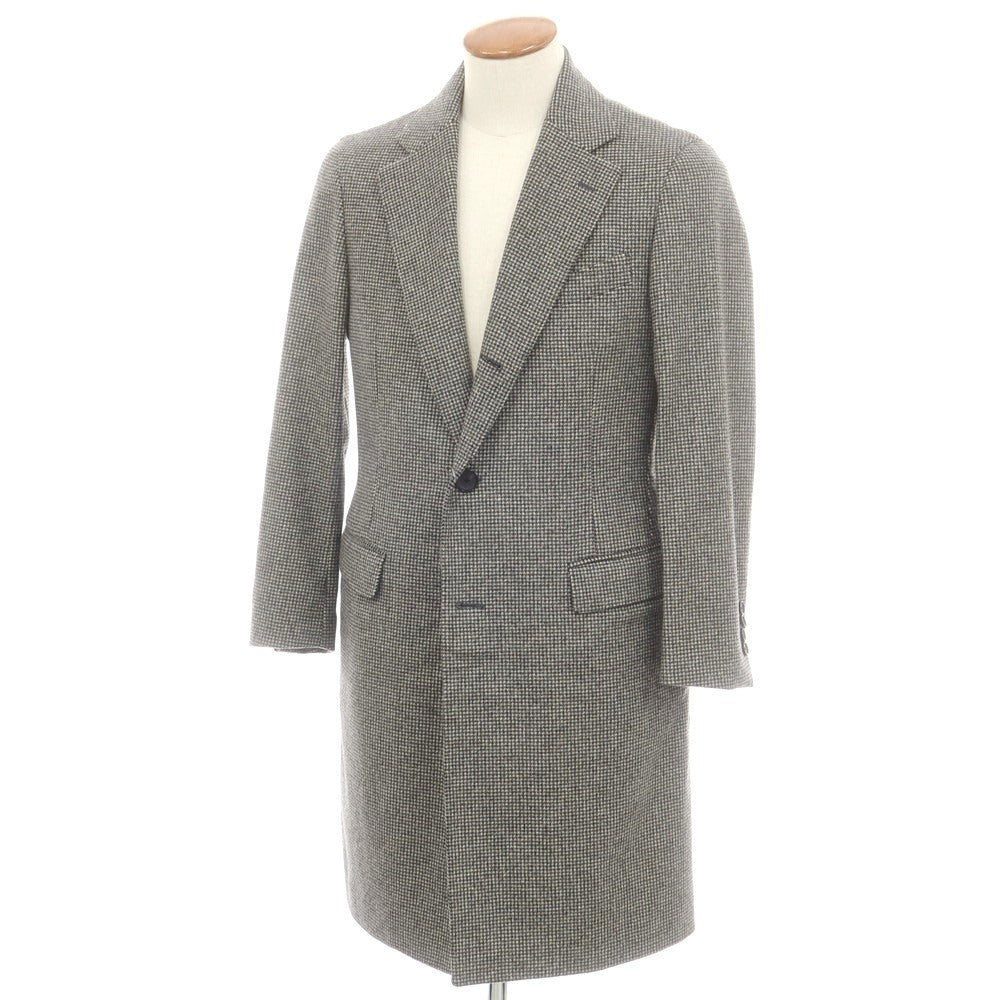 【中古】シップス SHIPS ウールカシミヤ ハウンドトゥース チェスターフィールドコート ブラックxホワイト【 M 】【 状態ランクB 】【 メンズ 】