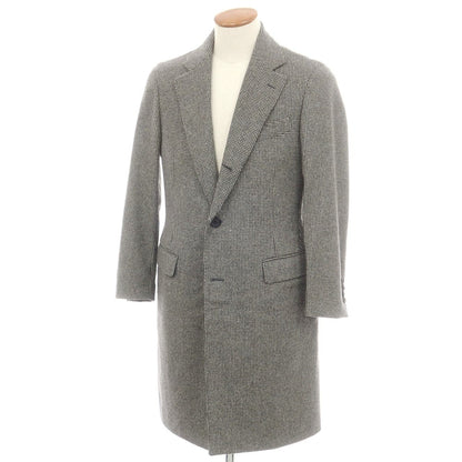 【中古】シップス SHIPS ウールカシミヤ ハウンドトゥース チェスターフィールドコート ブラックxホワイト【 M 】【 状態ランクB 】【 メンズ 】