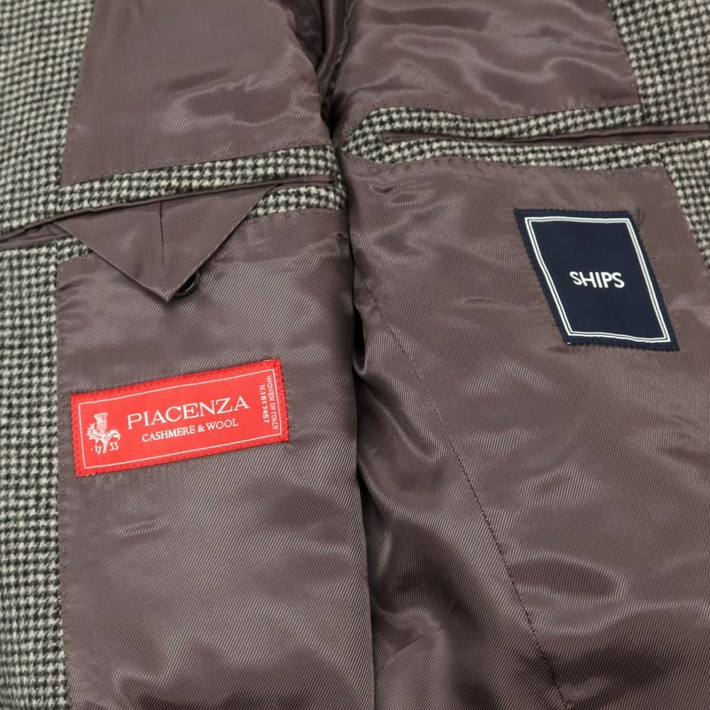 【中古】シップス SHIPS ウールカシミヤ ハウンドトゥース チェスターフィールドコート ブラックxホワイト【 M 】【 状態ランクB 】【 メンズ 】