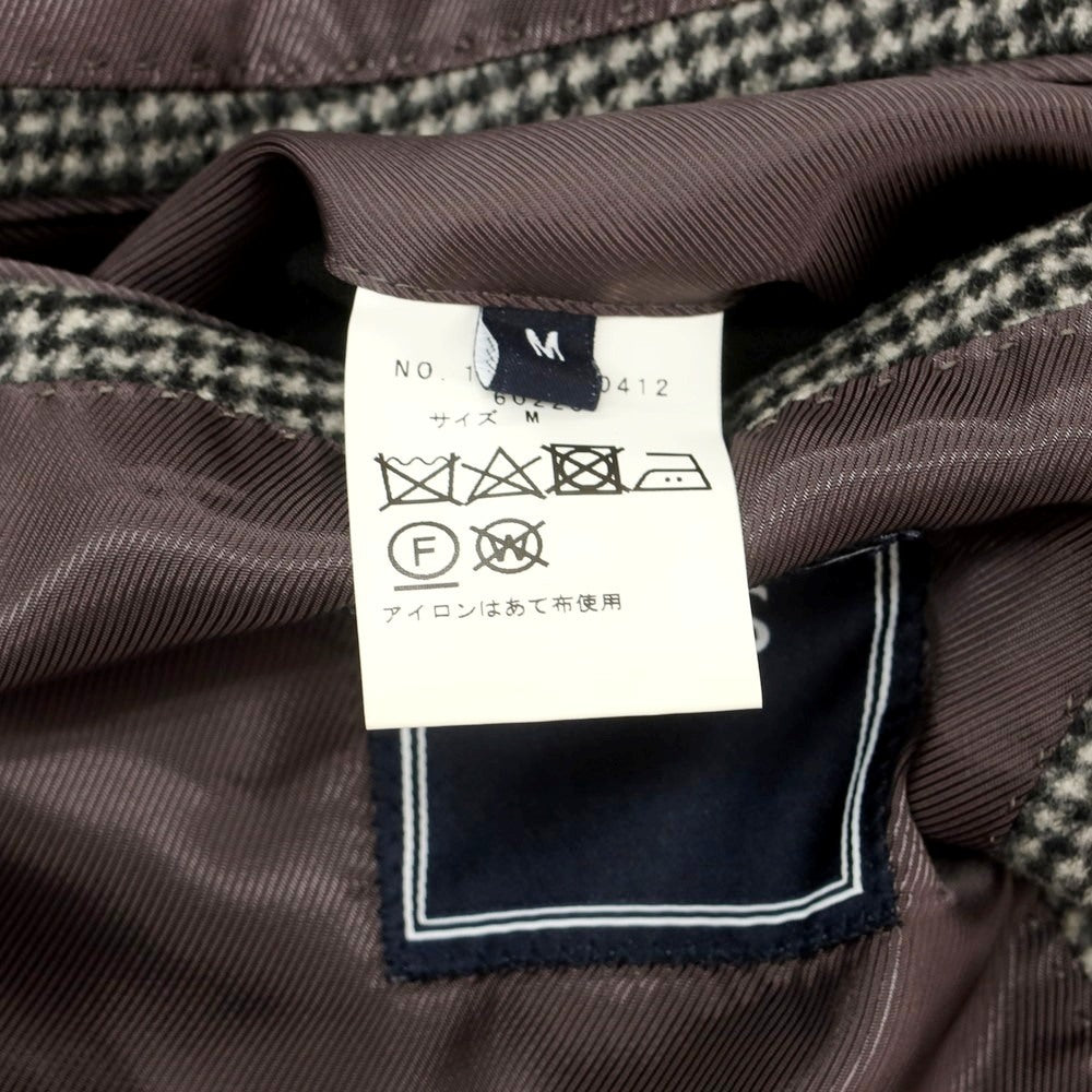 【中古】シップス SHIPS ウールカシミヤ ハウンドトゥース チェスターフィールドコート ブラックxホワイト【サイズM】【 状態ランクB 】【 メンズ 】[DPD]