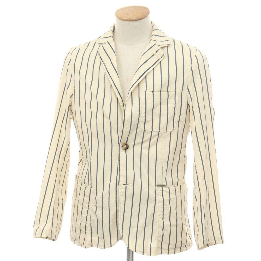 【中古】ゲス Guess シアサッカーコットン ストライプ ジャケット ベージュxネイビー【 XS 】【 状態ランクC 】【 メンズ 】