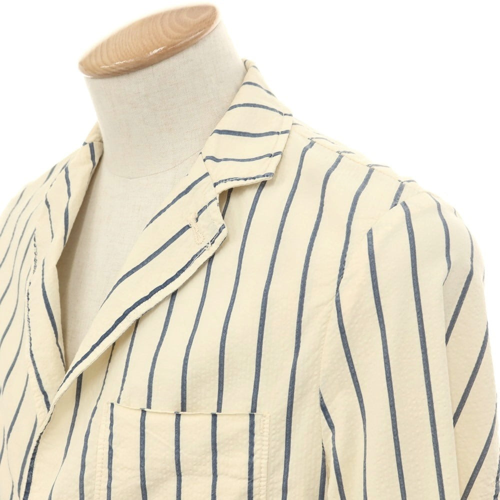 【中古】ゲス Guess シアサッカーコットン ストライプ ジャケット ベージュxネイビー【 XS 】【 状態ランクC 】【 メンズ 】