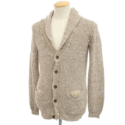 [Used] EDIFICE Linen Cotton Shawl Collar Cardigan Beige x Brown [44] [Condition Rank B] [Men&