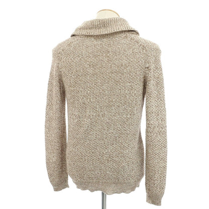[Used] EDIFICE Linen Cotton Shawl Collar Cardigan Beige x Brown [44] [Condition Rank B] [Men&