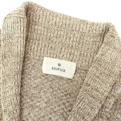 [Used] EDIFICE Linen Cotton Shawl Collar Cardigan Beige x Brown [44] [Condition Rank B] [Men&