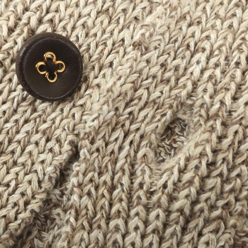 [Used] EDIFICE Linen Cotton Shawl Collar Cardigan Beige x Brown [44] [Condition Rank B] [Men&