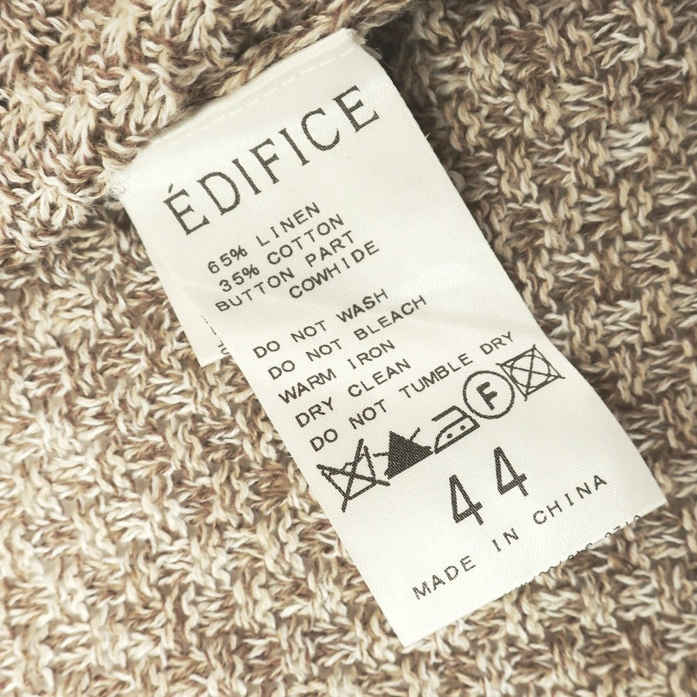 [Used] EDIFICE Linen Cotton Shawl Collar Cardigan Beige x Brown [44] [Condition Rank B] [Men&
