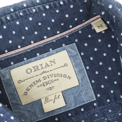 [Used] ORIAN Linen Cotton Dot Wide Collar Casual Shirt Navy x White [M] [Condition Rank C] [Men&