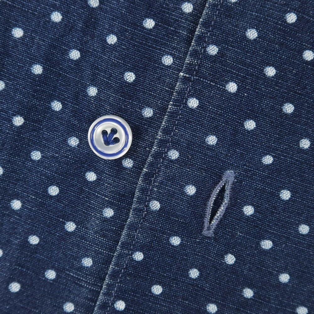 [Used] ORIAN Linen Cotton Dot Wide Collar Casual Shirt Navy x White [M] [Condition Rank C] [Men&
