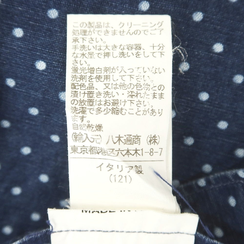[Used] ORIAN Linen Cotton Dot Wide Collar Casual Shirt Navy x White [M] [Condition Rank C] [Men&