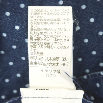 [Used] ORIAN Linen Cotton Dot Wide Collar Casual Shirt Navy x White [M] [Condition Rank C] [Men&