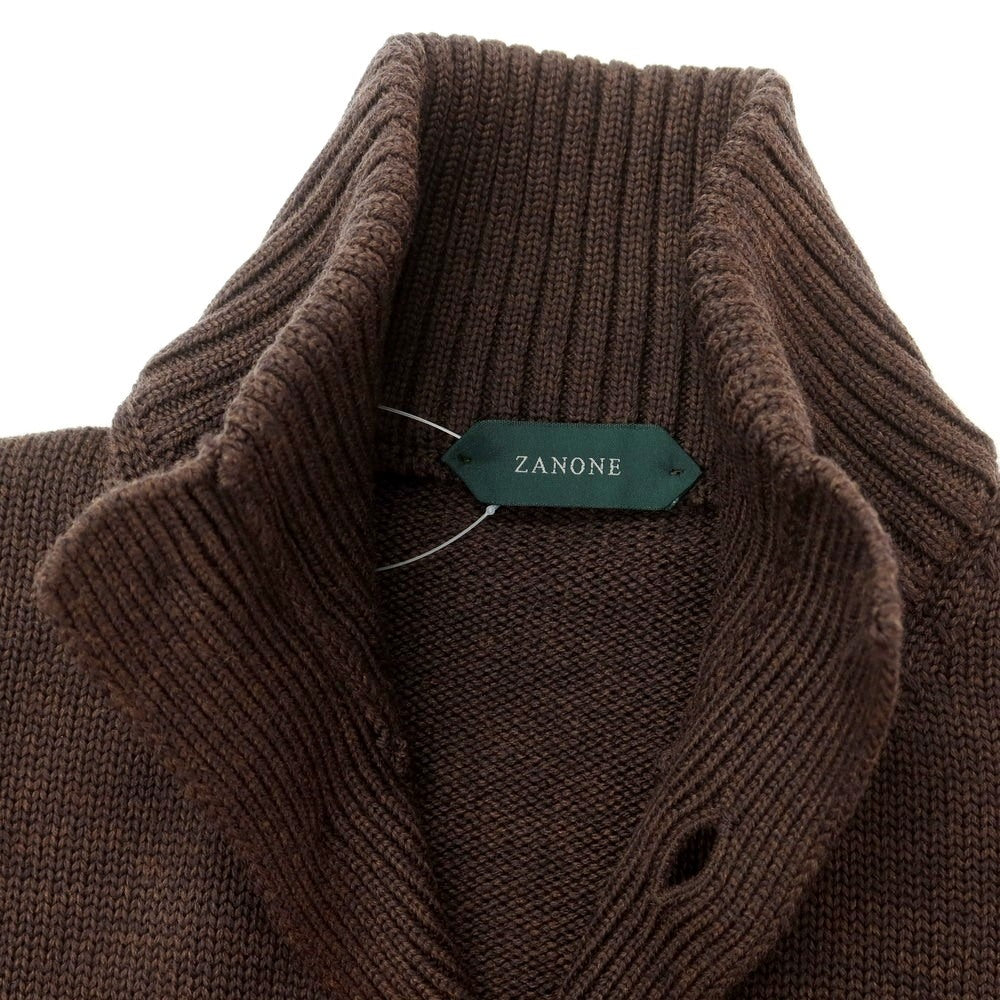 [New] ZANONE CHIOTO Kyoto mid gauge wool stand collar cardigan, melange brown [46] [Condition Rank N] [Men&