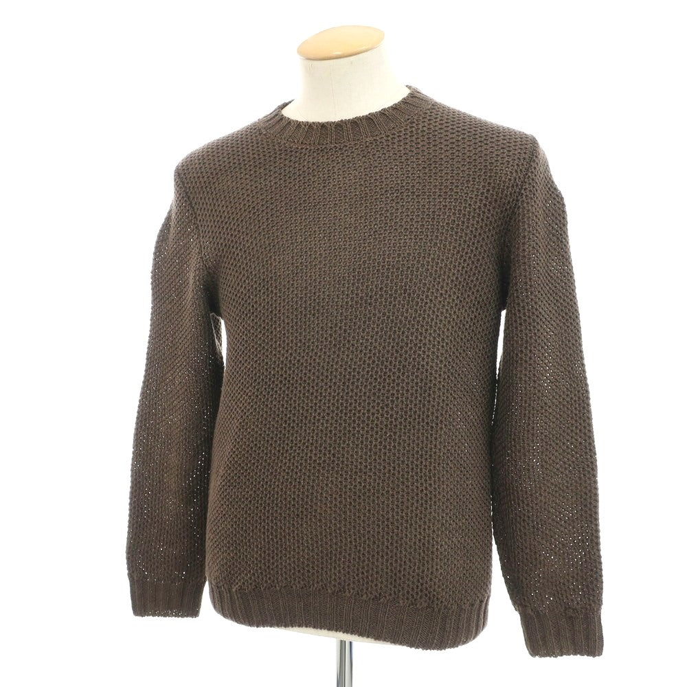 【中古】セッテフィーリ カシミア Settefili Cashmere リネン コットン クルーネック プルオーバーニット ダークブラウン【 サイズ44 】【 状態ランクC 】【 メンズ 】 [EPD]