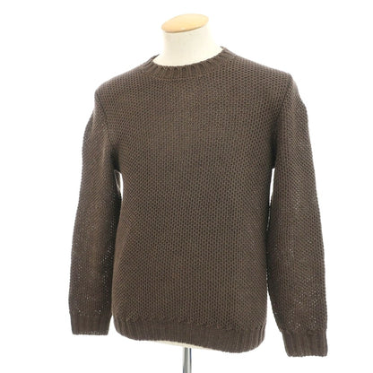 [Used] Settefili Cashmere Linen Cotton Crew Neck Pullover Knit Dark Brown [44] [Condition Rank C] [Men&