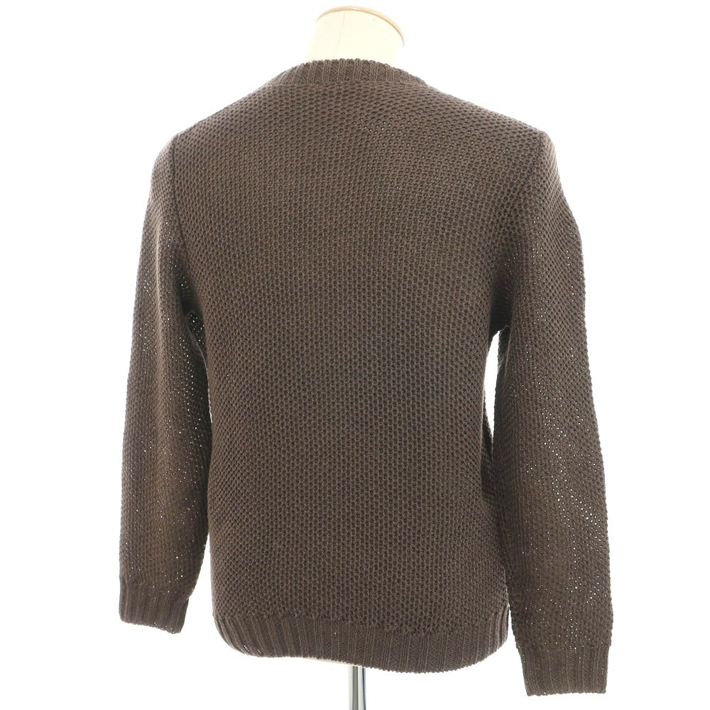 【中古】セッテフィーリ カシミア Settefili Cashmere リネン コットン クルーネック プルオーバーニット ダークブラウン【 サイズ44 】【 状態ランクC 】【 メンズ 】 [EPD]