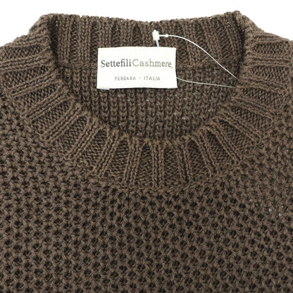 [Used] Settefili Cashmere Linen Cotton Crew Neck Pullover Knit Dark Brown [44] [Condition Rank C] [Men&