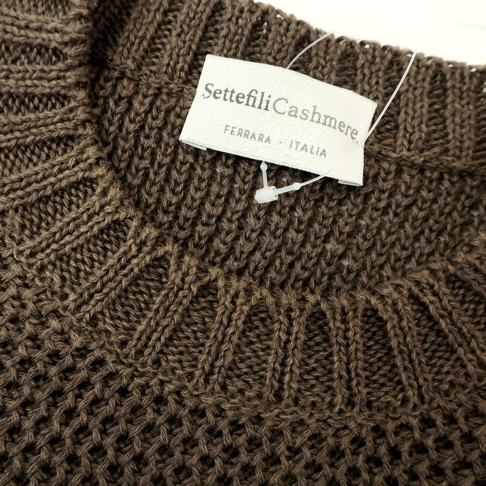 【中古】セッテフィーリ カシミア Settefili Cashmere リネン コットン クルーネック プルオーバーニット ダークブラウン【 サイズ44 】【 状態ランクC 】【 メンズ 】 [EPD]