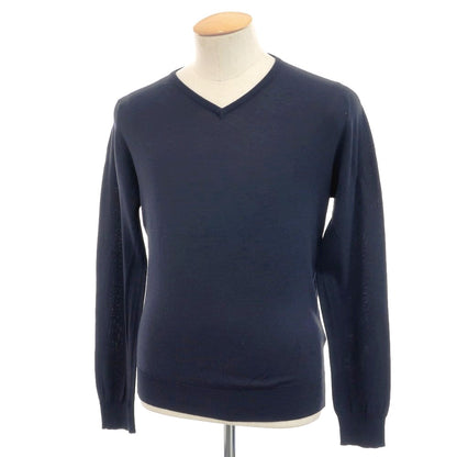 [Used] John Smedley JOHN SMEDLEY High gauge cotton V-neck pullover knit Navy [S] [Condition rank C] [Men&