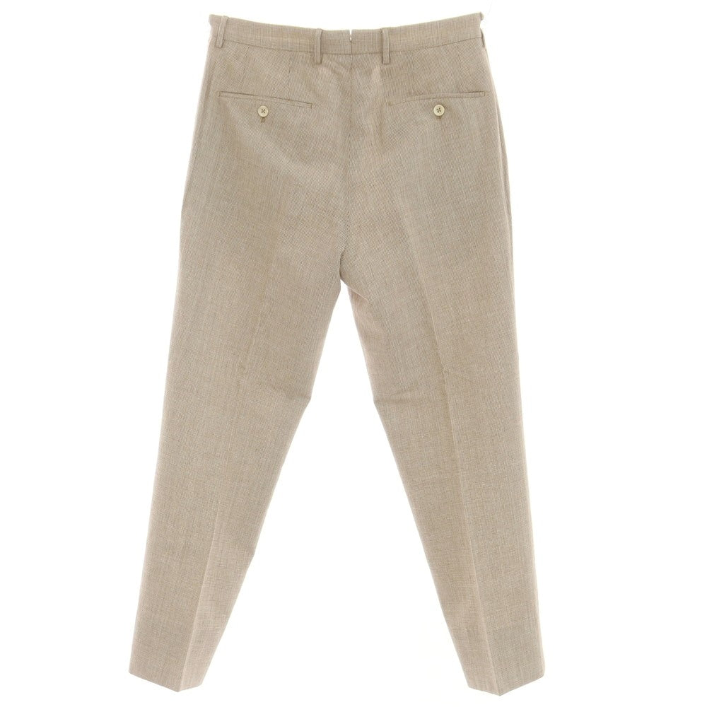 [Used] INCOTEX Rayon Cotton Polyester Linen Check Casual Slacks Pants Brown x White [46L] [Condition Rank A] [Men&