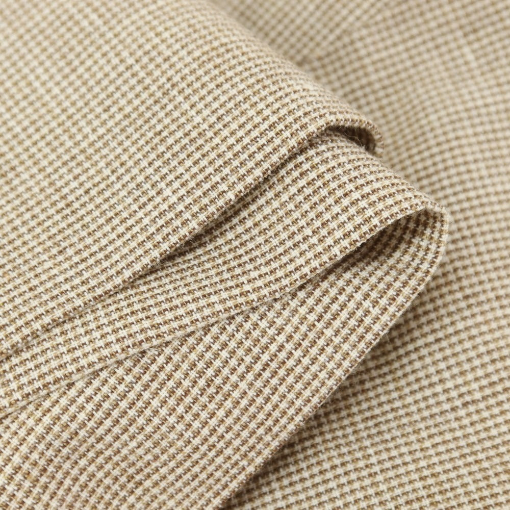 [Used] INCOTEX Rayon Cotton Polyester Linen Check Casual Slacks Pants Brown x White [46L] [Condition Rank A] [Men&