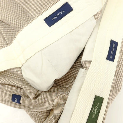 [Used] INCOTEX Rayon Cotton Polyester Linen Check Casual Slacks Pants Brown x White [46L] [Condition Rank A] [Men&